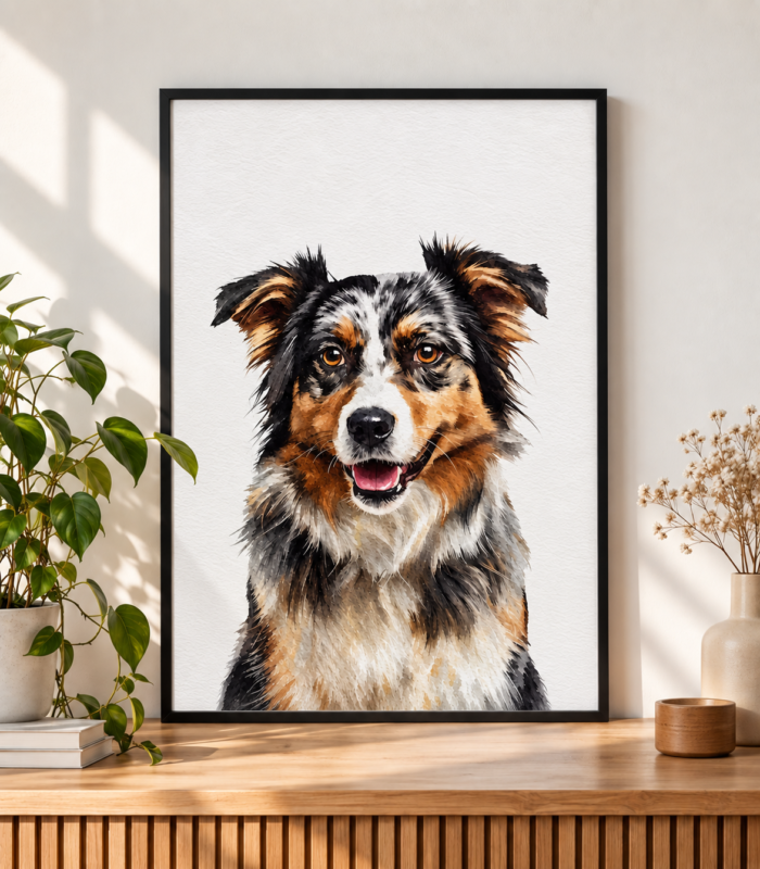 Manifesto personalizzato con ritratto di cane in cornice